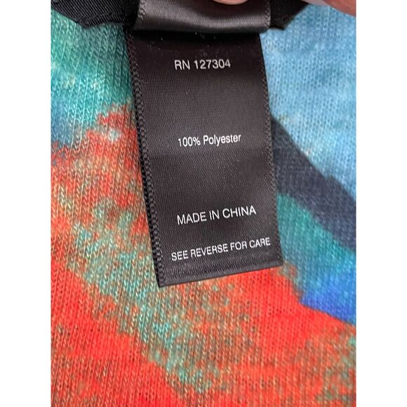 Ali Miles Women's PM Orange Blouse Polyester Tunic Abstract Artsy Boxy Oversized - Picture 3 of 7